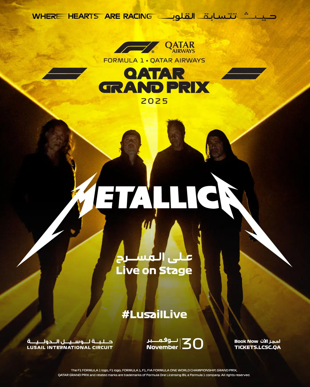 Metallica to rock the Lusail Live stage at the 2025 Formula 1® Qatar Airways Qatar Grand Prix