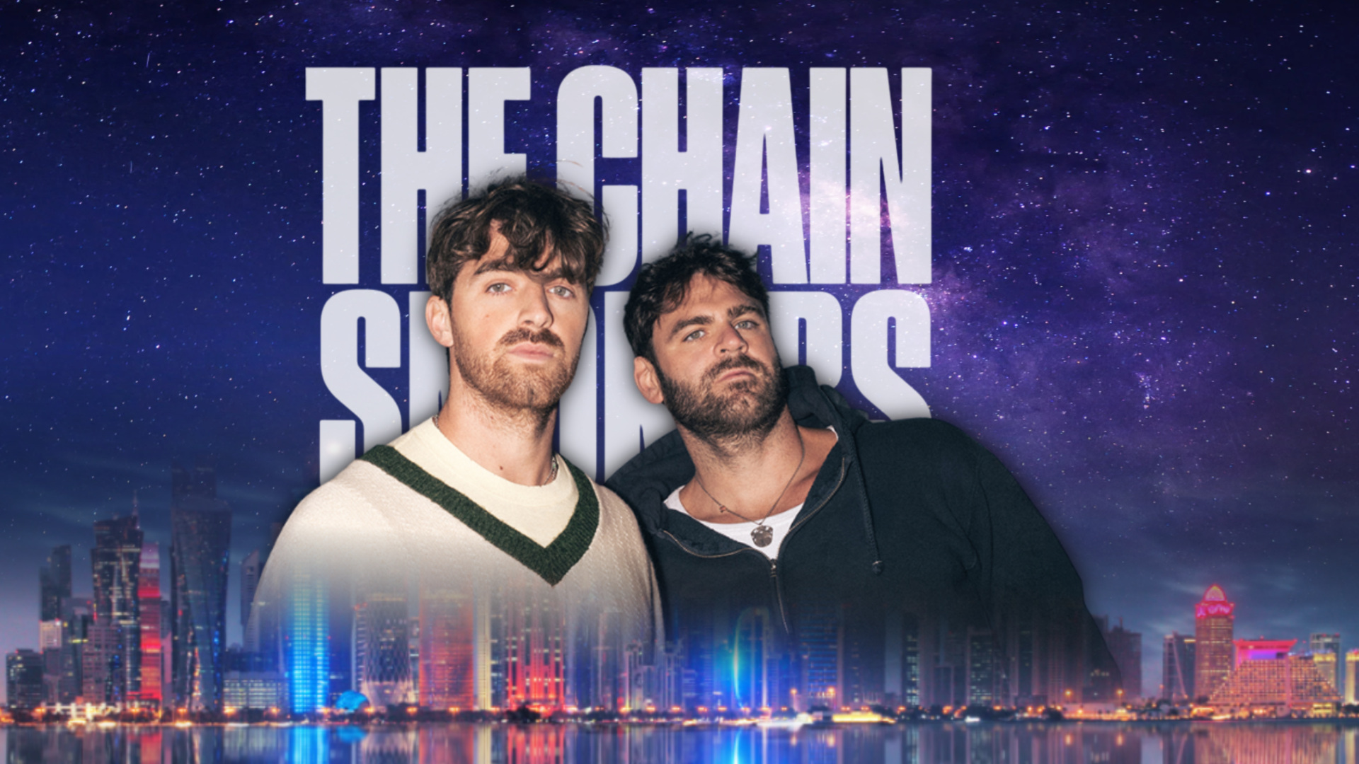 The Chainsmokers Live at Match for Hope 2026 in Doha The Chainsmokers performing live at Match for Hope 2026 at Ahmad bin Ali Stadium in Doha